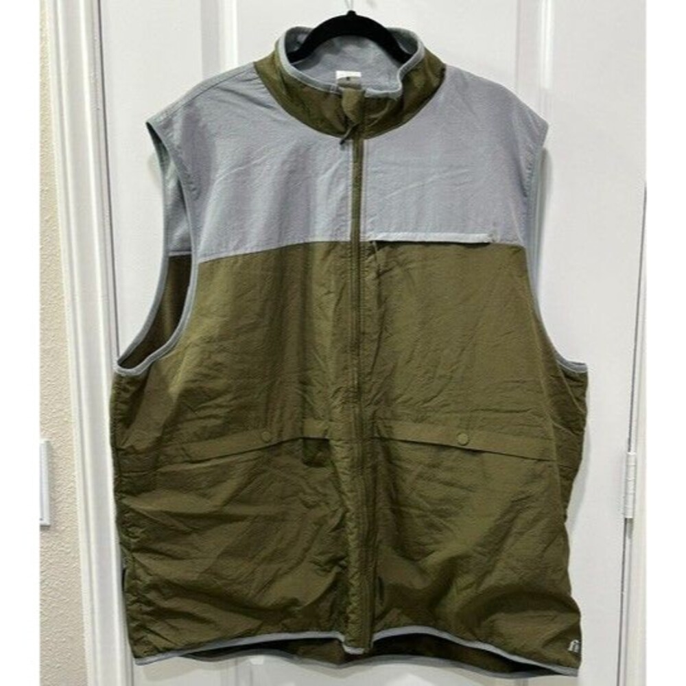 NWOT Fielder by Bonobos Reversible Vest Mens XXXL Olive Gray Fleece Nylon